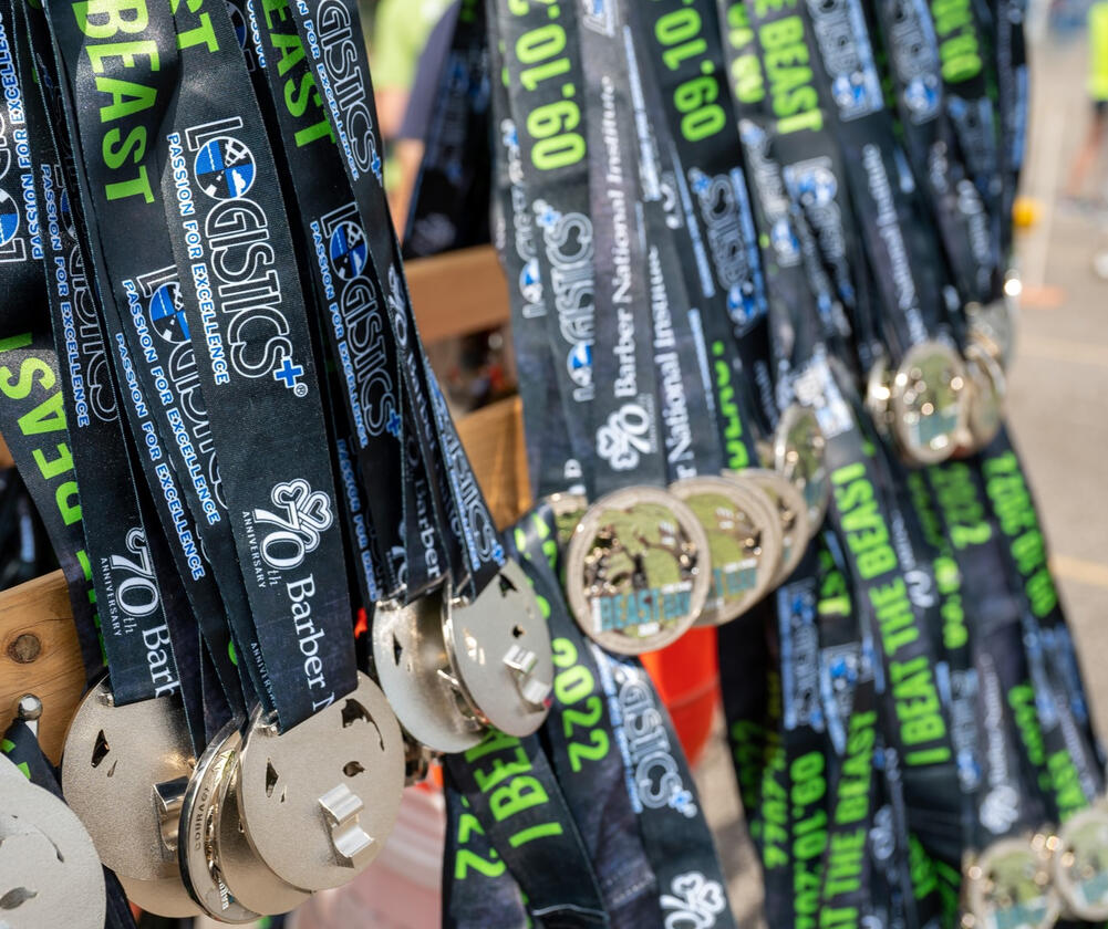 Medals at finish line